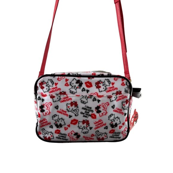 Hello Kitty Y2K All Over Character Print Purse White Red Black Crossbody Bag - Picture 8 of 15